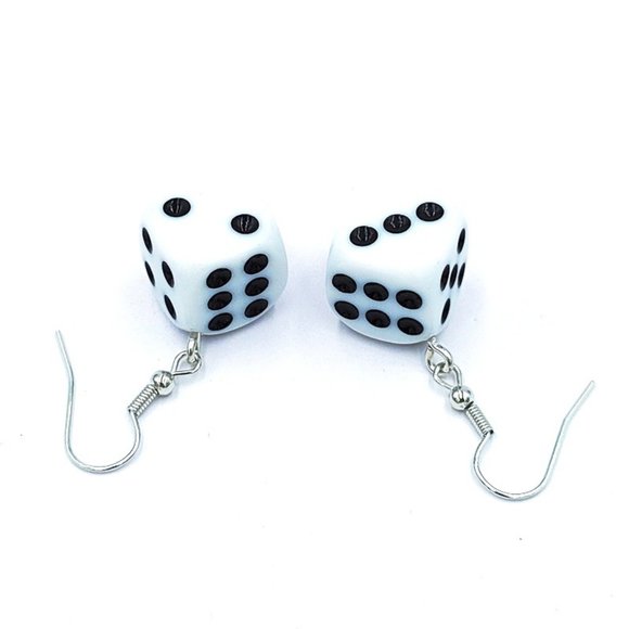 **NEW! PLAYING DICE EARRINGS funny awesome funky unique Yahtzee Die party - Picture 6 of 7